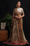 Shamaeel - GREEN FRORAL SAARI - Soft Net & Satin Silk/Raw Silk