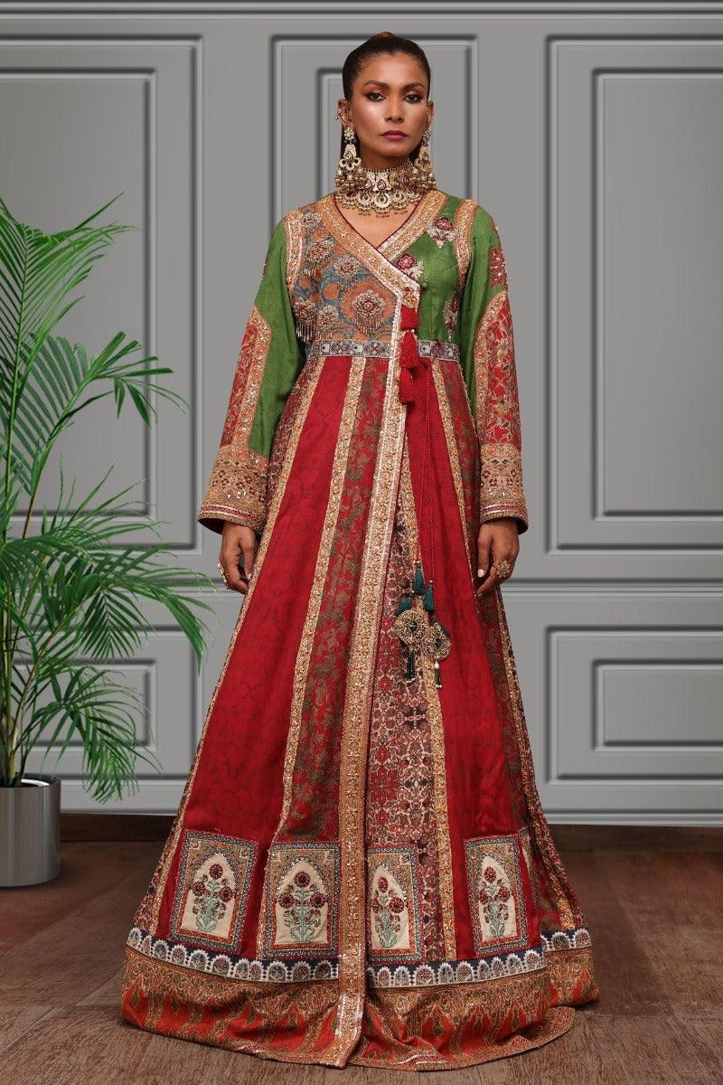 Shamaeel - Silk Embroidered Angarkha with Stole - Studio by TCS