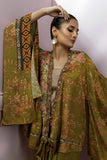 Shamaeel - Silk Olive Green Inner and Pants with Embroidered Ponchi Style Open Shirt - Studio by TCS
