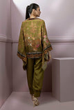 Shamaeel - Silk Olive Green Inner and Pants with Embroidered Ponchi Style Open Shirt - Studio by TCS