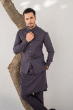 Shahjahan - Wash & Wear - Charcoal Grey Kurta Trouser & Waistcoat - 3 Piece