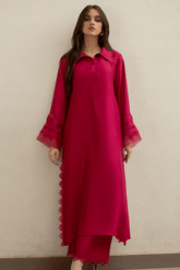 Deepak Perwani - Plum Magenta Raw Silk Co-ord Set