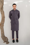 Shahjahan - Wash & Wear - Charcoal Grey Kurta Trouser & Waistcoat - 3 Piece