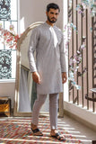 Deepak Perwani Men - Grey Cotton Embroidered Kurta Pajama - MOF1886 - 2 Piece