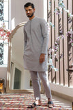 Deepak Perwani Men - Grey Cotton Embroidered Kurta Pajama - MOF1886 - 2 Piece