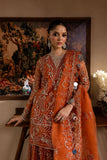 Maria Osama Khan - Gulnaar - SHIRT & SHARARA - ORANGE - ORGANZA & PK RAWSILK - 3 Piece