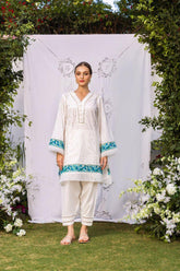 Shehrnaz - SHK-1253 - aleena - White - Chikan lawn - 2 Piece