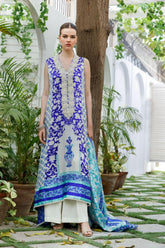 Shehrnaz - SHK-1303 - Blue / Ferozi - Silk - 3 Piece