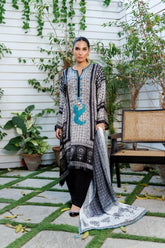 Shehrnaz - SHK-1302 - Black / white - Chamuese - 3 Piece