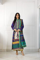 Shehrnaz - Turquoise and Green Block Printed Shirt & Dupatta with Gold Azaar Pants - SHK-1045 - Studio by TCS