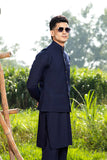 Arif Ashraf - Navy Blue Kurta Trouser with Waistcoat
