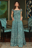 Huma Adnan - Zareyah - Net - Sea Green