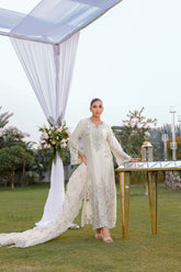 Reema Ahsan - Aleera - Khadi Silk & Organza - Ivory - 3 Piece