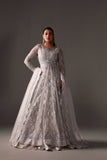 Reema Ahsan - Elane Net & Jamawar Pishwas Lehenga For Women - White - 3 Piece