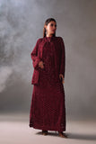 Reema Ahsan - Vira Net Jacket Dress For Women - Maroon - 2 Piece