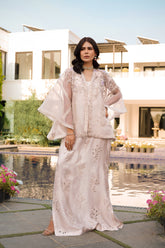 Reema Ahsan - Elva Tissue Silk Suit For Women - Skin - 3 Piece