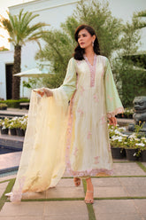 Reema Ahsan - Mahveen Tissue Silk Suit For Women - Yellow - 3 Piece
