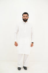 AlifYay White Kurta & Farshi Pajam - AY-028 - Blended - 2 Piece