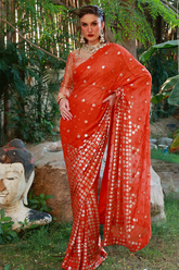 Huma Adnan - Sehvira - Silk - Orange - 3 Piece