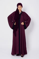 Abaya.pk - Pristine Plum Abaya & Hijab - Chiffon & Nada Fabric