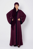 Abaya.pk - Pristine Plum Abaya & Hijab - Chiffon & Nada Fabric