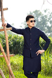 Arif Ashraf - Navy Blue Kurta Trouser with Waistcoat
