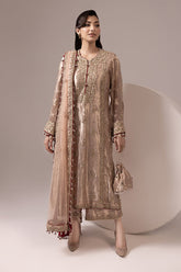 Malook - GULNAR - Rose Gold - Tissue & Net - 3 Piece - UnStitch