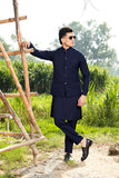 Arif Ashraf - Navy Blue Kurta Trouser with Waistcoat