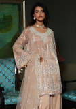 Huma Adnan - Farhana - Net - Peach - 3 Piece