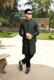 Arif Ashraf - Bottle Green Kurta Trouser with Waistcoat