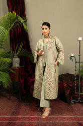 Yasmin Zaman - Iqra Jamawar Suit For Women - Mint Green - 3 Piece