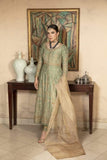 Yasmin Zaman - Jade Green Silk Gown with Gold Net Dupatta - F-178
