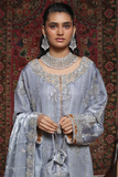 Huma Adnan - Ariyssa - Jamawar - Steel Grey - 3 Piece