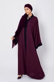 Abaya.pk - Pristine Plum Abaya & Hijab - Chiffon & Nada Fabric