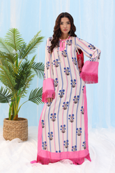 Musferah Saad - Candyline - Beige & Barbie Pink - Silk - 1 Piece