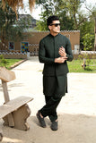 Arif Ashraf - Bottle Green Kurta Shalwar with Waistcoat