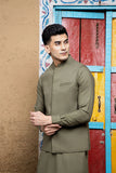 Arif Ashraf - Army Green Kurta Shalwar with Waistcoat