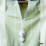 Urooj Fahd - Block Printed Lime Yellow - 3 PC