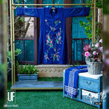 Urooj Fahd - Ink Blue Cotton Net Embroidered - 2 PC