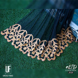 Urooj Fahd - Cotton Net Black & Mustard High Low - 3 PC