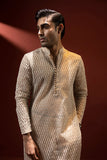 Shahid Chuhan - Grandeur Organza Suit For Men - Beige / Nude