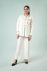 FOZIA KHALID - Striped Button-Down Top - Cotton - 1 Piece