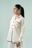 FOZIA KHALID - Striped Button-Down Top - Cotton - 1 Piece