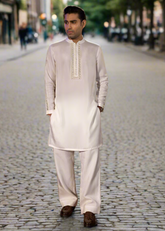 Shahid Chuhan - Regal Attire Blended Suit For Men - Off-White