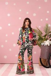 Musferah Saad - Noir Tropics Printed Silk Suit For Women - 3 piece