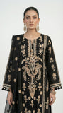 Reema Ahsan - Nivah Khadi Silk Suit For Women - Black and Skin - 3 Piece