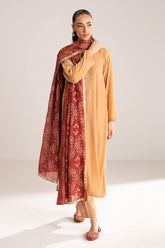 Cross Stitch - Saffron Dust Velvet Suit For Women - Beige - 2 Piece