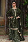 Huma Adnan - Iqra - Jamawar - Olive - 3 Piece