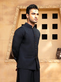 Shahjahan - Boski Black Kurta Trouser With Waistcoat - 3 Piece