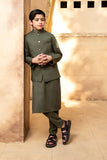 Shahjahan - Army Green Kurta Trouser with Waistcoat - 3 Piece